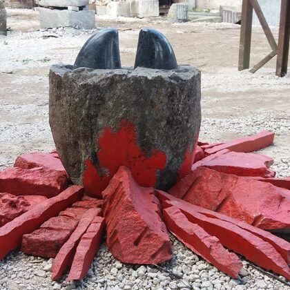 THE MORAL OF THE FAIRY-TALE. 2016. Painted stone. 120*300*300cm. Riga